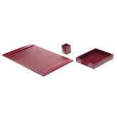 Burgundy Bonded Leather Desk Set, 3pc